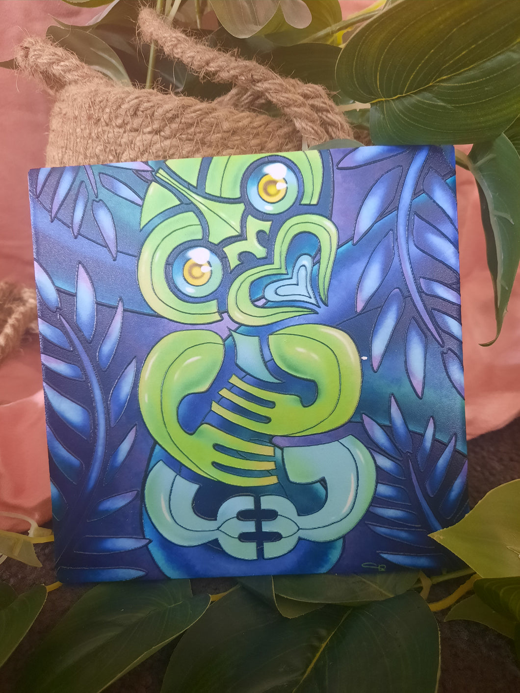 3D Hand Painted Tiki Tile